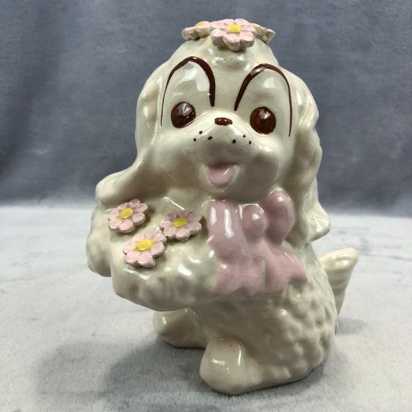 Vintage Rare Aline Signed Hand Painted Cocker Spaniel Flower Vase Mid Century - Picture 1 of 8